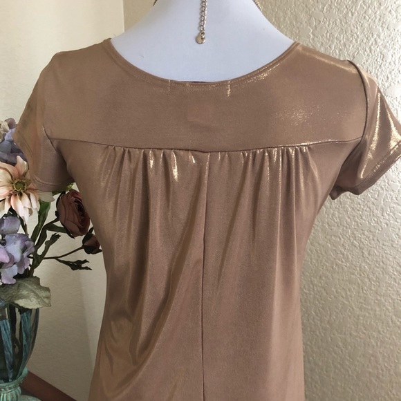 Sushiflower Gold Metallic Short Sleeve Slip Dress - Picture 10 of 14